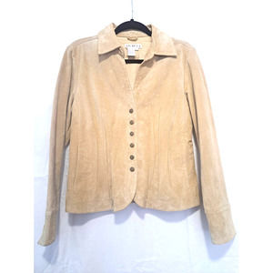 A.M.I. Leather Suede Jacket. Medium. Long Sleeve. Fully Lined.Tan Buckskin Color